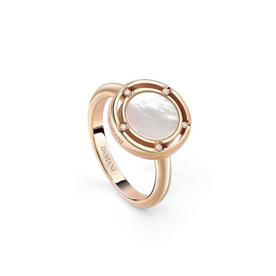 Damiani D.Side Pink Gold, Mother Of Pearl and Diamonds Ring - diamonds-international-production