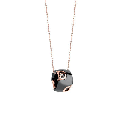 Damiani D.Icon Black Ceramic, Pink Gold and Diamond Necklace - diamonds-international-production
