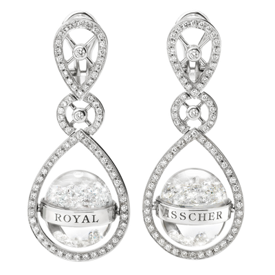 Stars Limited Edition Pave Drop Earrings In White Gold With Floating Diamonds