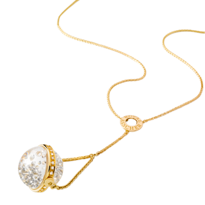 The Lyra Necklace In Yellow Gold With Floating Diamonds Large Globe