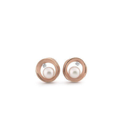 Earrings Infinity White Pink Champagne Gold