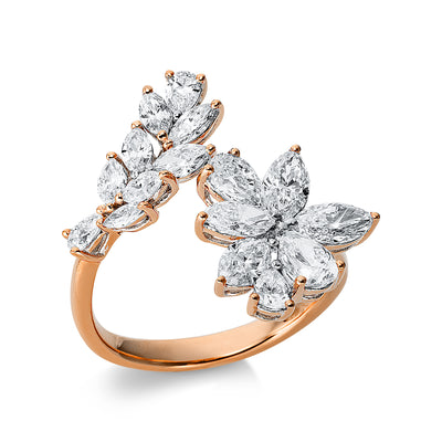 ring 18 kt RG, setting rhodium plated