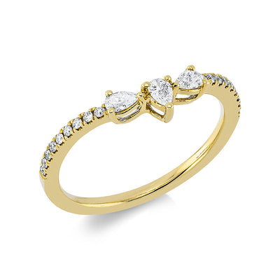 Ring 18k Yellow Gold, Setting rhodium-plated