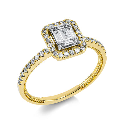 Ring 18k Yellow Gold, Setting rhodium-plated