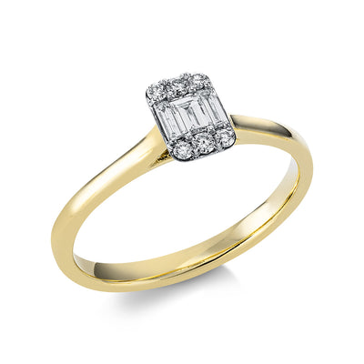 Ring 18k Yellow Gold, Setting rhodium-plated