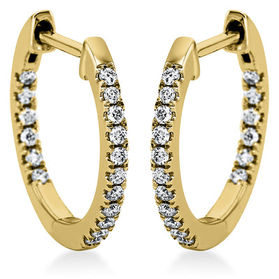 Hoop Earrings 18k Yellow Gold, Setting rhodium-plated