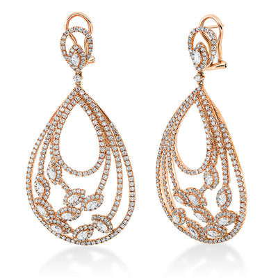 earrings 18 kt RG, setting rhodium plated