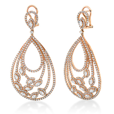earrings 18 kt RG, setting rhodium plated