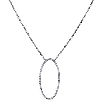 Necklace 18k White Gold Oval, with Clasp 40 cm + 42,5 cm