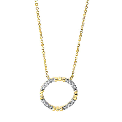 Necklace 18k Yellow Gold Circle, Setting rhodium-plated, loop 40 cm