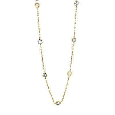 Necklace 18k Yellow Gold, Setting rhodium-plated