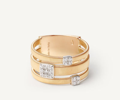 Three-band diamond pavé ring