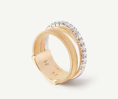 Ring with diamond-studded plaque, medium