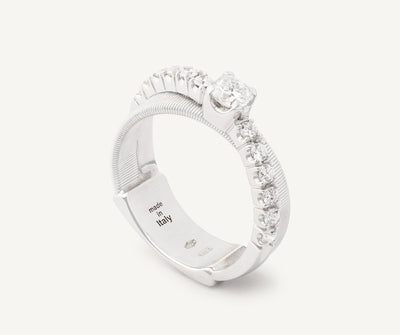 18K White Gold Double-Band Ring With Diamonds 0.3 carat