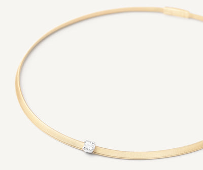 18K Yellow Gold Coil Collar With Cushion-Cut Diamond