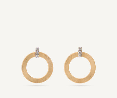 Gold stud earrings with diamonds