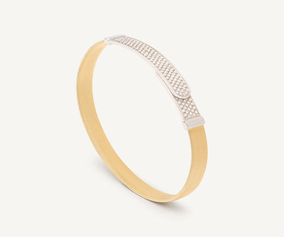 18K Yellow Gold Coil and Diamond Pavé Large Bangle Bracelet