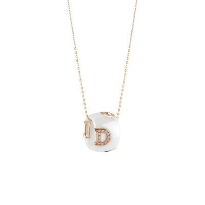 Damiani D.Icon White Ceramic, Pink Gold and Diamond Necklace - diamonds-international-production