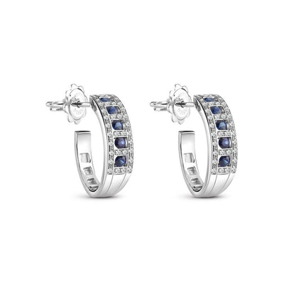 Damiani Belle Epoque White Gold, Diamonds and Sapphires Earrings - diamonds-international-production