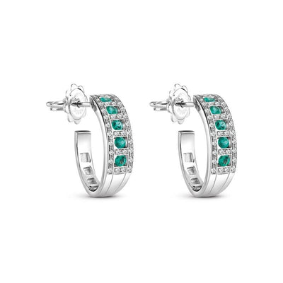 Damiani Belle Epoque White Gold, Diamonds and Emeralds Earrings - diamonds-international-production