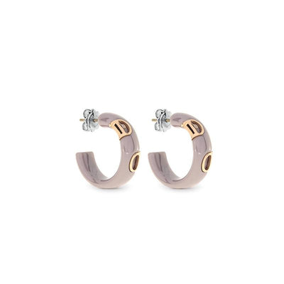 Damiani D.Icon Cappuccino Ceramic, Pink Gold and Diamond Earrings - diamonds-international-production