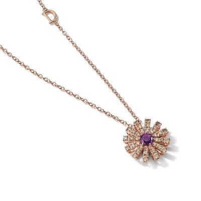 Damiani Margherita Pink Gold, Brown Diamonds and Amethist Necklace - diamonds-international-production