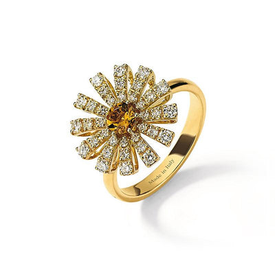 Damiani Margherita Yellow Gold, Diamonds and Citrine Quartz Ring - diamonds-international-production