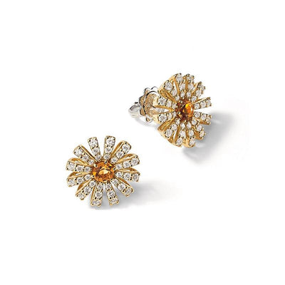 Damiani Margherita Yellow Gold, Diamonds and Citrine Quartz Earrings - diamonds-international-production