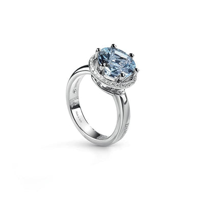 Damiani Minou White Gold, Aquamarine and Diamonds Ring - diamonds-international-production