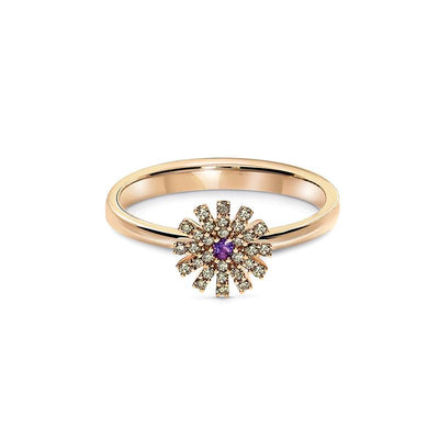 Damiani Margherita Pink Gold, Brown Diamonds and Amethist Ring - diamonds-international-production