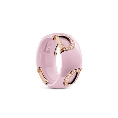 Damiani D.Icon Candy Pink Ceramic, Pink Gold and Diamonds Ring - diamonds-international-production